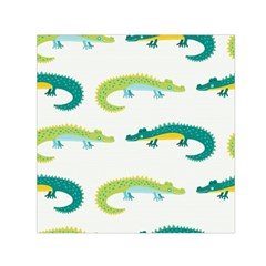 Cute Cartoon Alligator Kids Seamless Pattern With Green Nahd Drawn Crocodiles Small Satin Scarf (square) by BangZart