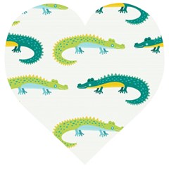 Cute Cartoon Alligator Kids Seamless Pattern With Green Nahd Drawn Crocodiles Wooden Puzzle Heart by BangZart