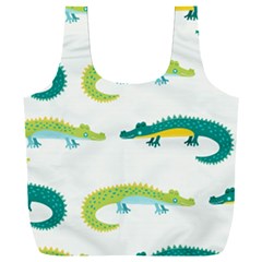 Cute cartoon alligator kids seamless pattern with green nahd drawn crocodiles Full Print Recycle Bag (XXL)