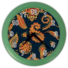 Bright Seamless Pattern With Paisley Mehndi Elements Hand Drawn Wallpaper With Floral Traditional  Color Wall Clock by BangZart