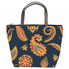 Bright Seamless Pattern With Paisley Mehndi Elements Hand Drawn Wallpaper With Floral Traditional  Bucket Bag by BangZart