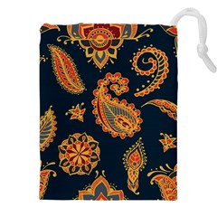 Bright Seamless Pattern With Paisley Mehndi Elements Hand Drawn Wallpaper With Floral Traditional  Drawstring Pouch (4xl) by BangZart