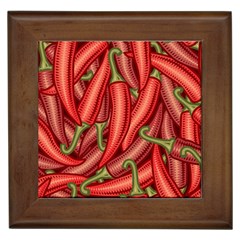 Seamless Chili Pepper Pattern Framed Tile by BangZart