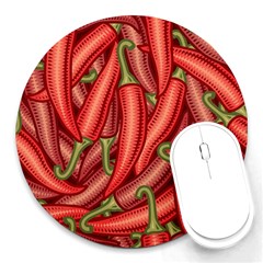 Seamless Chili Pepper Pattern Round Mousepads by BangZart