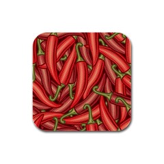 Seamless Chili Pepper Pattern Rubber Square Coaster (4 Pack)  by BangZart