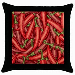 Seamless Chili Pepper Pattern Throw Pillow Case (black) by BangZart