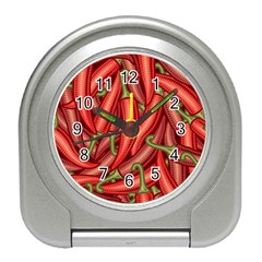 Seamless Chili Pepper Pattern Travel Alarm Clock by BangZart