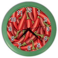 Seamless Chili Pepper Pattern Color Wall Clock by BangZart