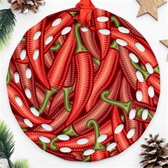 Seamless Chili Pepper Pattern Round Filigree Ornament (two Sides) by BangZart