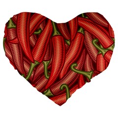 Seamless Chili Pepper Pattern Large 19  Premium Heart Shape Cushions by BangZart