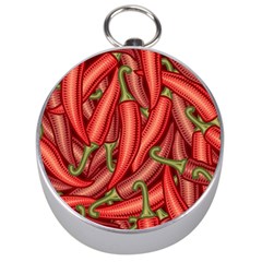 Seamless Chili Pepper Pattern Silver Compasses by BangZart