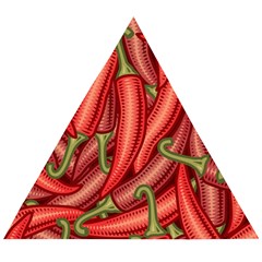 Seamless Chili Pepper Pattern Wooden Puzzle Triangle by BangZart