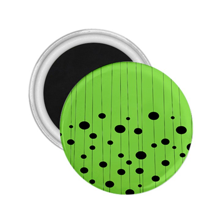 Bubbles at Strings Lemon Green and black, geometrical pattern 2.25  Magnets