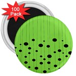 Bubbles at Strings Lemon Green and black, geometrical pattern 3  Magnets (100 pack) Front