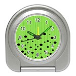 Bubbles at Strings Lemon Green and black, geometrical pattern Travel Alarm Clock Front