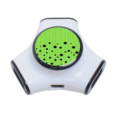 Bubbles At Strings Lemon Green And Black, Geometrical Pattern 3-port Usb Hub