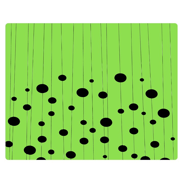 Bubbles at Strings Lemon Green and black, geometrical pattern Double Sided Flano Blanket (Medium) 