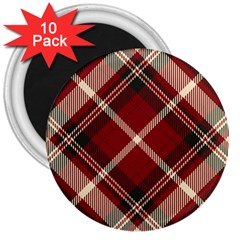 Tartan Scotland Seamless Plaid Pattern Vector Retro Background Fabric Vintage Check Color Square 3  Magnets (10 Pack)  by BangZart