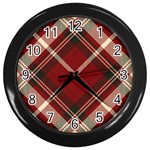 Tartan scotland seamless plaid pattern vector retro background fabric vintage check color square Wall Clock (Black) Front