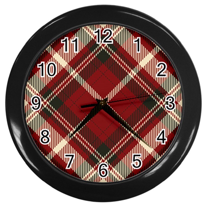 Tartan scotland seamless plaid pattern vector retro background fabric vintage check color square Wall Clock (Black)