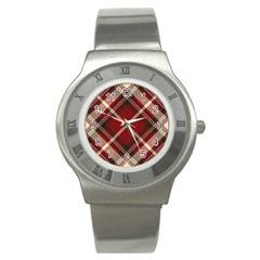 Tartan Scotland Seamless Plaid Pattern Vector Retro Background Fabric Vintage Check Color Square Stainless Steel Watch by BangZart