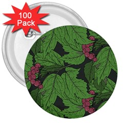 Seamless Pattern With Hand Drawn Guelder Rose Branches 3  Buttons (100 Pack)  by BangZart