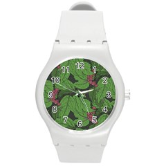 Seamless Pattern With Hand Drawn Guelder Rose Branches Round Plastic Sport Watch (m) by BangZart