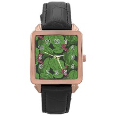 Seamless Pattern With Hand Drawn Guelder Rose Branches Rose Gold Leather Watch  by BangZart