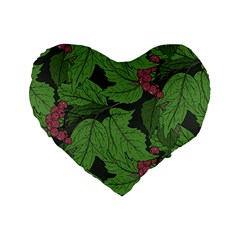 Seamless Pattern With Hand Drawn Guelder Rose Branches Standard 16  Premium Flano Heart Shape Cushions by BangZart