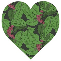 Seamless Pattern With Hand Drawn Guelder Rose Branches Wooden Puzzle Heart