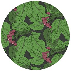 Seamless Pattern With Hand Drawn Guelder Rose Branches Wooden Bottle Opener (round) by BangZart