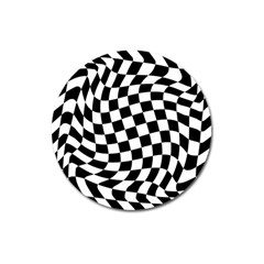 Weaving Racing Flag, Black And White Chess Pattern Magnet 3  (round) by Casemiro