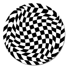 Weaving Racing Flag, Black And White Chess Pattern Magnet 5  (round) by Casemiro