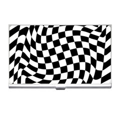 Weaving Racing Flag, Black And White Chess Pattern Business Card Holder by Casemiro