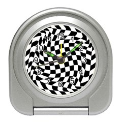 Weaving Racing Flag, Black And White Chess Pattern Travel Alarm Clock by Casemiro