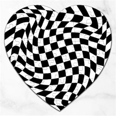 Weaving Racing Flag, Black And White Chess Pattern Jigsaw Puzzle (heart) by Casemiro