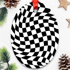 Weaving Racing Flag, Black And White Chess Pattern Oval Ornament (two Sides) by Casemiro