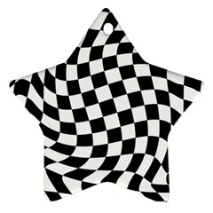 Weaving Racing Flag, Black And White Chess Pattern Star Ornament (two Sides) by Casemiro