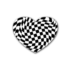 Weaving Racing Flag, Black And White Chess Pattern Heart Coaster (4 Pack)  by Casemiro