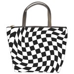 Weaving racing flag, black and white chess pattern Bucket Bag Front