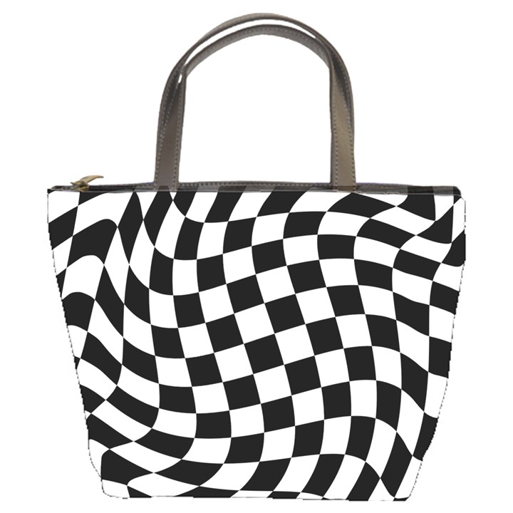 Weaving racing flag, black and white chess pattern Bucket Bag