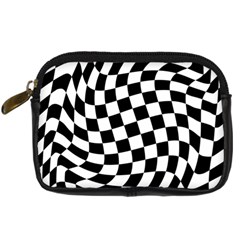 Weaving Racing Flag, Black And White Chess Pattern Digital Camera Leather Case by Casemiro