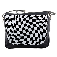 Weaving Racing Flag, Black And White Chess Pattern Messenger Bag by Casemiro