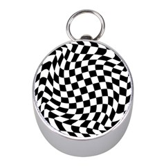 Weaving Racing Flag, Black And White Chess Pattern Mini Silver Compasses by Casemiro