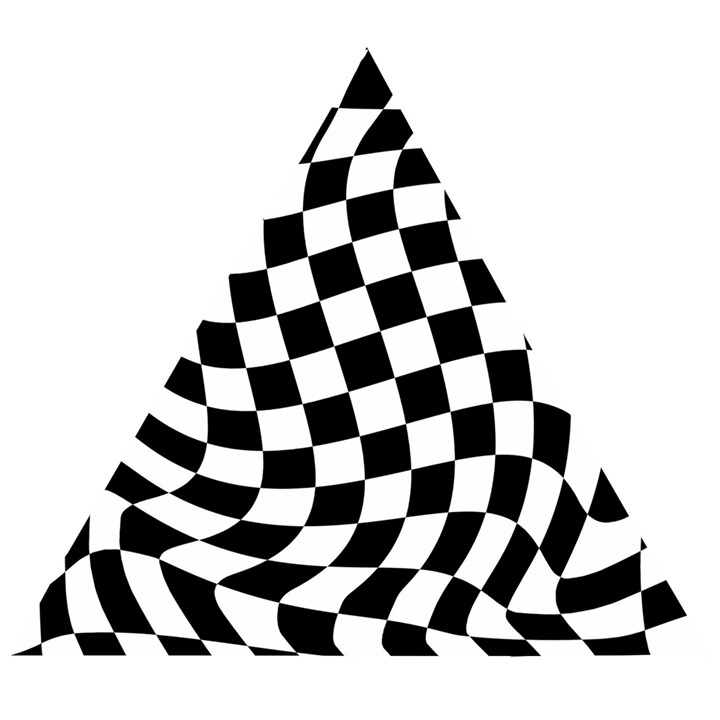 Weaving racing flag, black and white chess pattern Wooden Puzzle Triangle