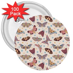 Pattern With Butterflies Moths 3  Buttons (100 Pack)  by BangZart