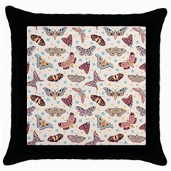 Pattern With Butterflies Moths Throw Pillow Case (black) by BangZart