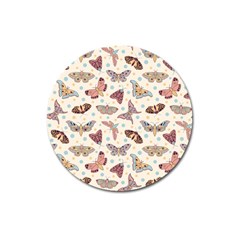 Pattern With Butterflies Moths Magnet 3  (round) by BangZart