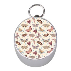 Pattern With Butterflies Moths Mini Silver Compasses by BangZart