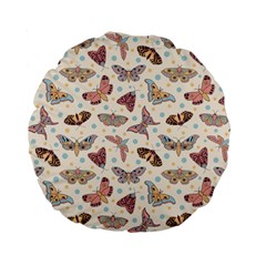 Pattern With Butterflies Moths Standard 15  Premium Flano Round Cushions by BangZart